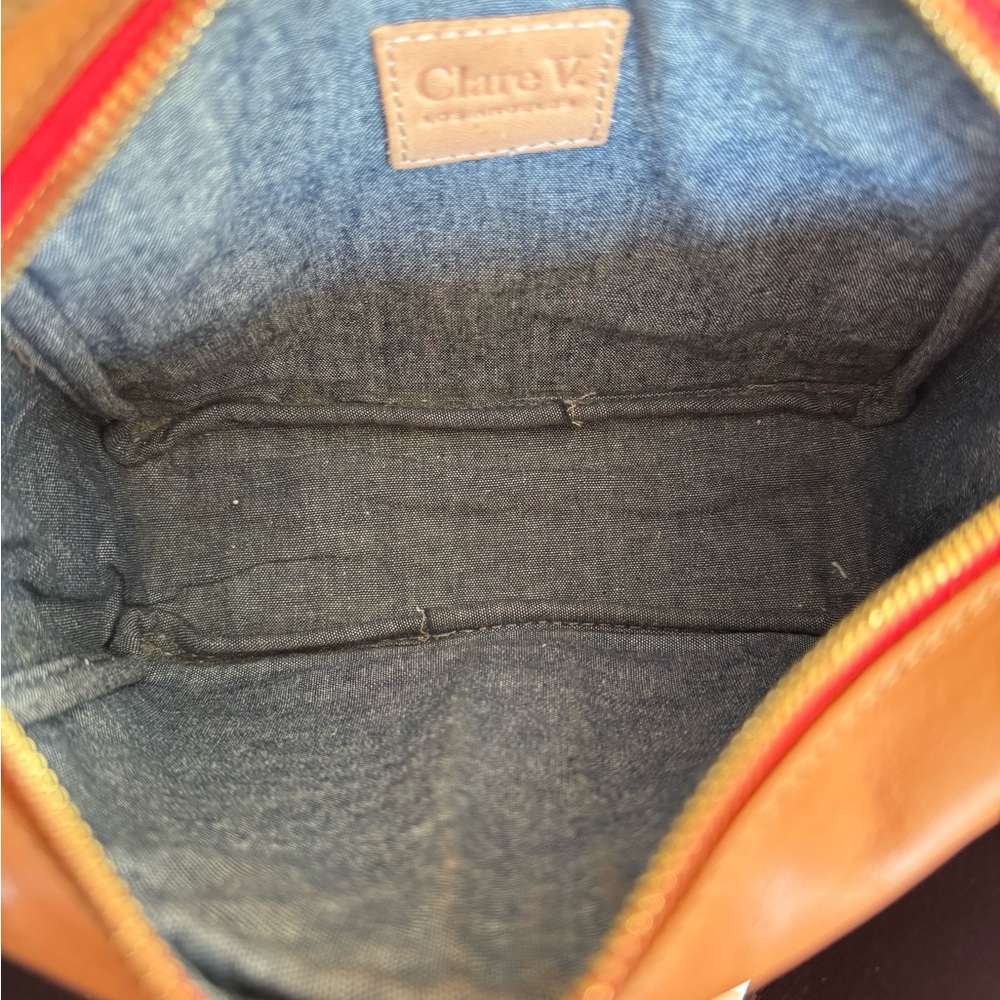 Clare V Midi Sac Natural with Stripes Leather Crossbody Bag - Picture 6 of 15